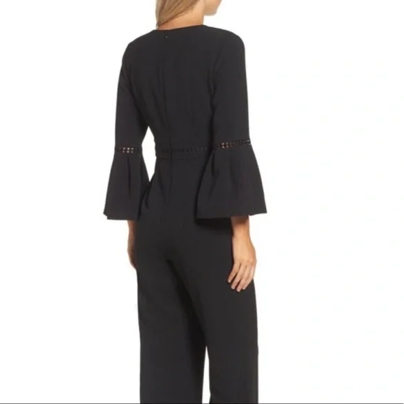 Eliza J Bell Sleeve Wide Leg Jumpsuit, Black size 6 - Picture 4 of 10